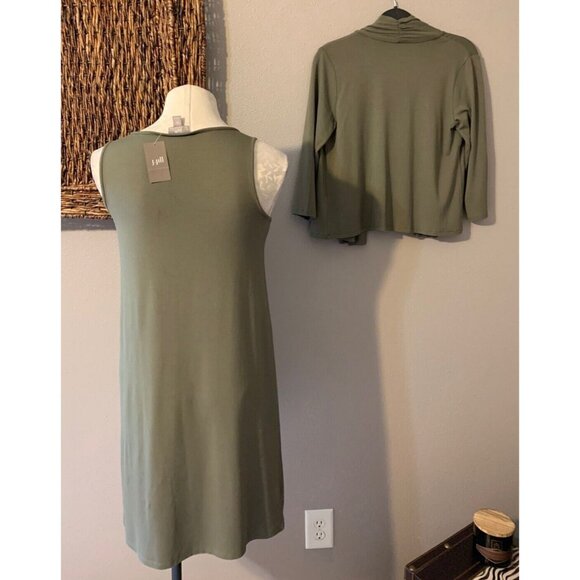 J Jill Dress W Jacket Olive Green PXS Petite Extra Small P XS 0 2 4 NWT Washable - Picture 8 of 9